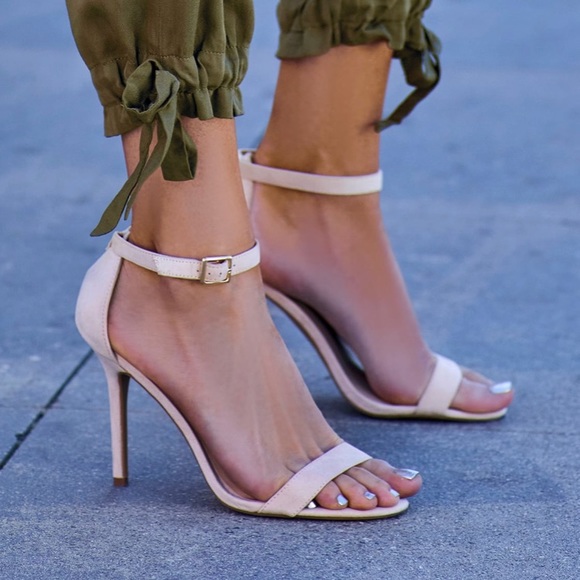 Lulus Shoes - Lulu’s ‘Elsi’ Bone Single Strap Heels in Nude